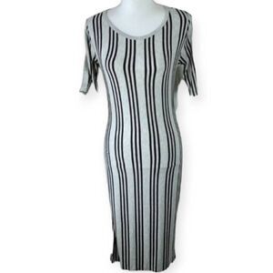 LULAROE JULIA DRESS GRAY/BLAK STRIPE SZ.S NWT.